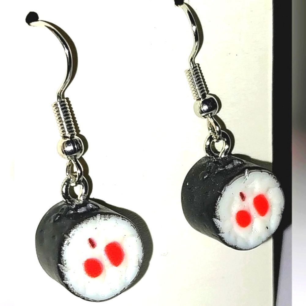 Fun Realistic Sushi Rice Roll Food Earrings For Adults And Kids
